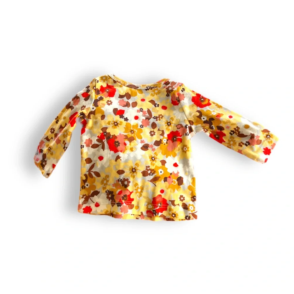 Carter's Baby Girl Retro Floral Long Sleeve Cotton Top Autumn Blooms 3M